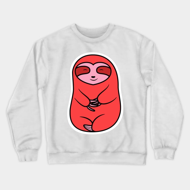 Happy Cozy Red Sloth Bear Crewneck Sweatshirt by SubtleSplit